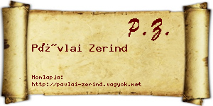 Pávlai Zerind névjegykártya
